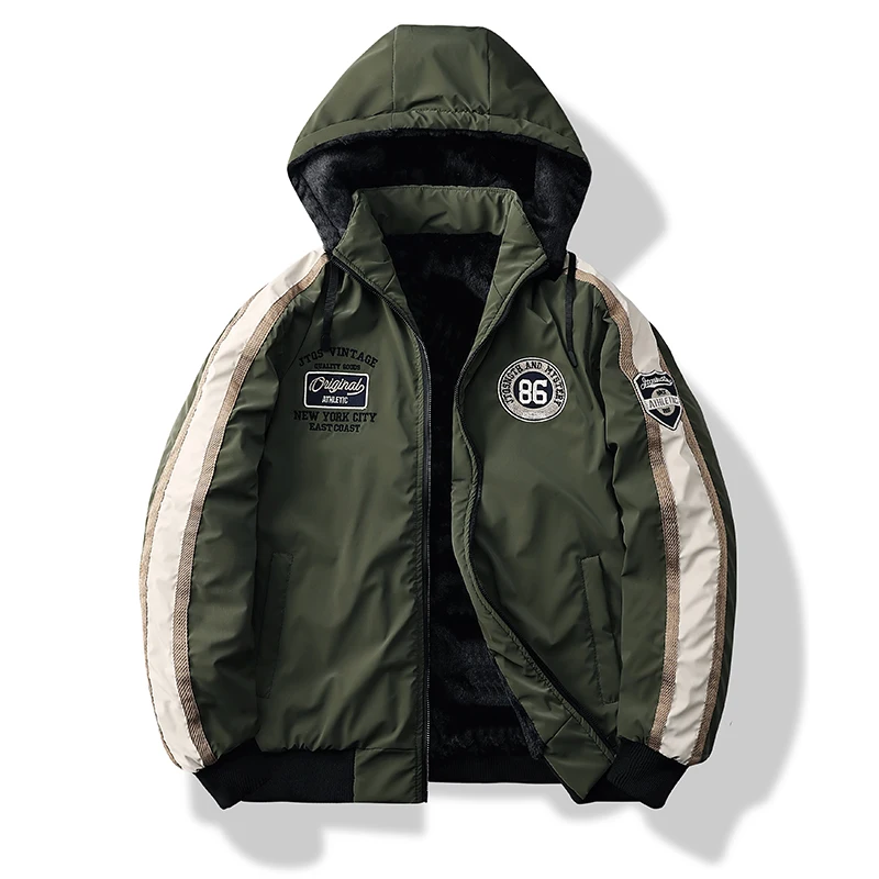 Gorasion Men's Autumn Winter Fashion Cotton Padded Jackets Thick Fleece Hooded Jackets Solid Color High Quality Casual Jackets