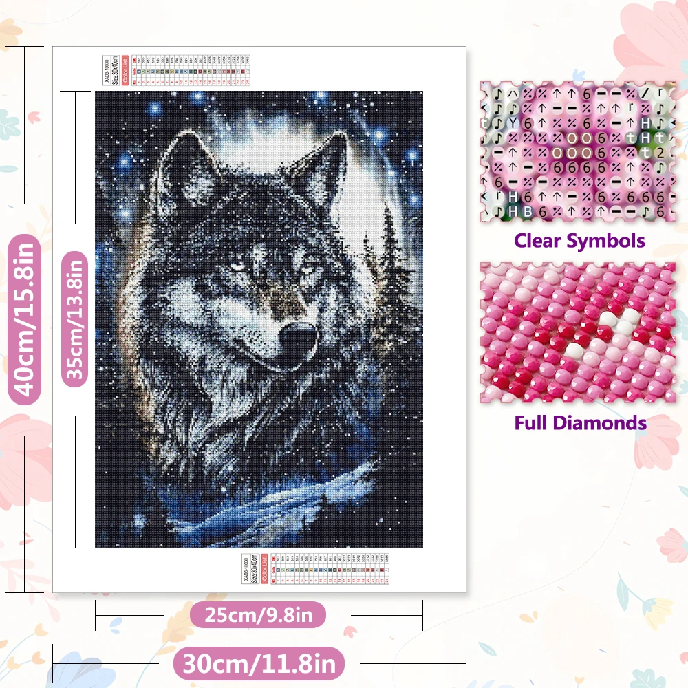 EverShine 5D Diamond Painting Wolf Full Square Round Drill Mosaic Animal DIY Full Layout Embroidery Tree Modern Home Decoration