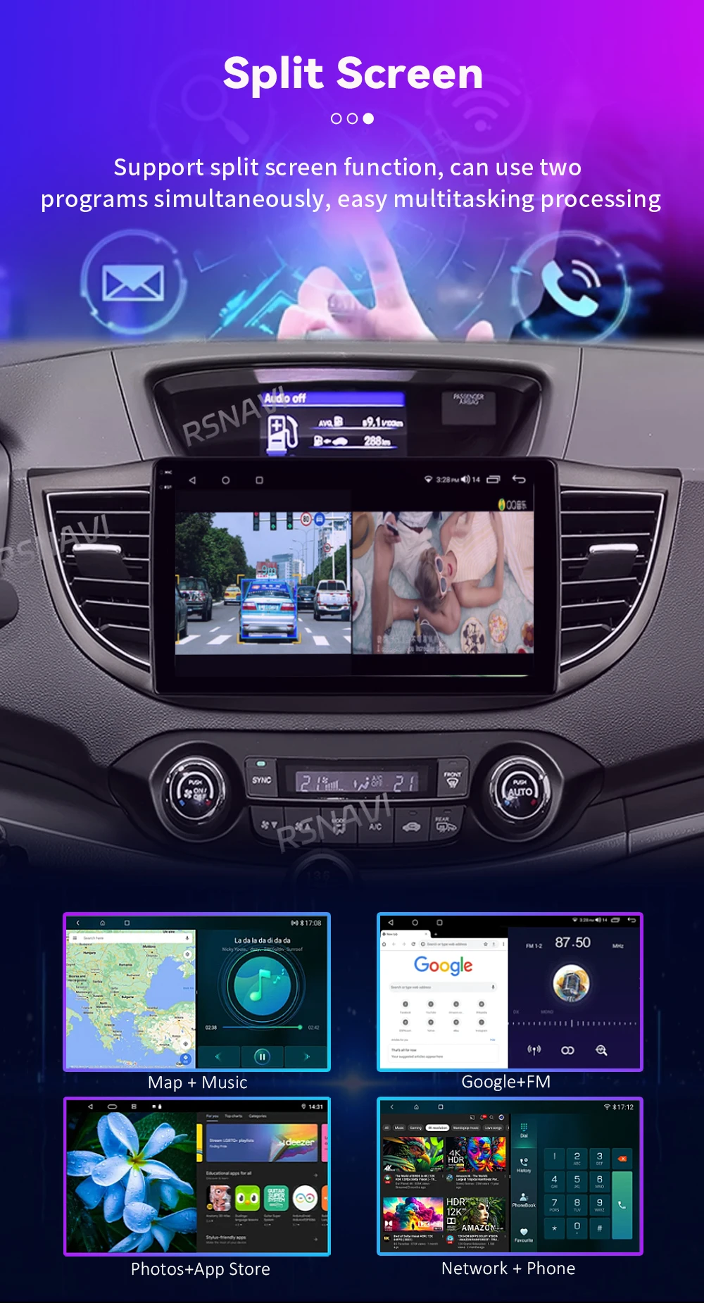 Android 16 Carplay Auto Car Radio Multimedia Player For Honda CRV CR-V 2012-2016 WIFI+4G DSP Autoradio Stereo 2din Head Unit