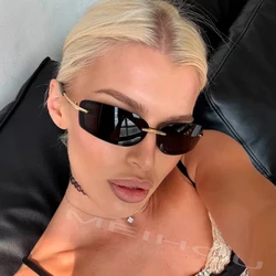 Cool Rimless Y2K Sunglasses For  Women New Steampunk Goggle Trend Punk Shades Eyewear Unisex Outdoor Eyeglasses UV400