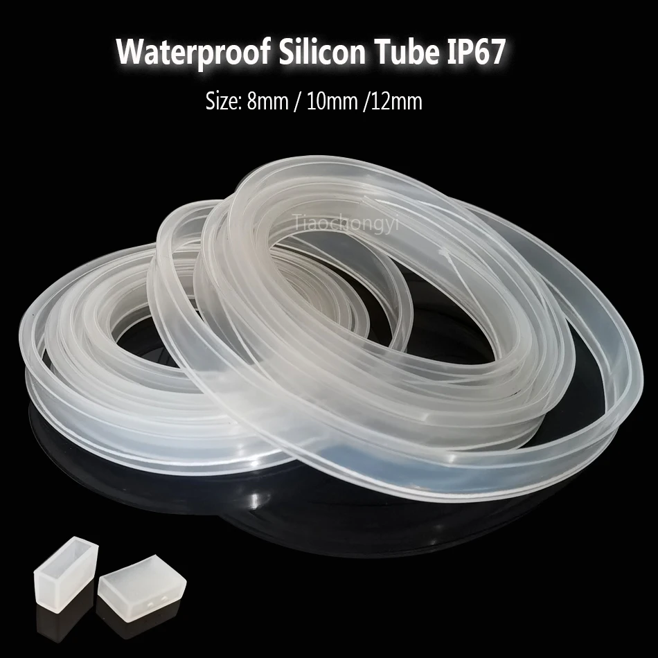 Przezroczysty rura silikonowa led 8mm 10mm 12mm IP67 wodoodporny wąż do 5050 3528 5630 SK6812 WS2811 WS2812B Led pasek światła