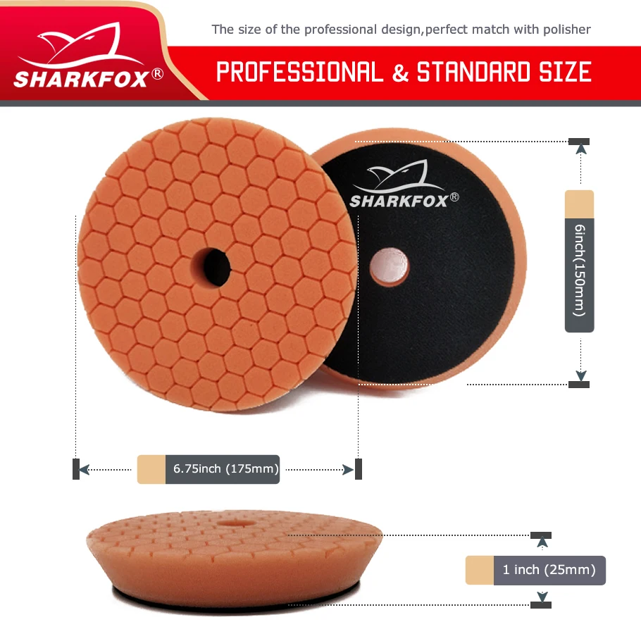 Sharkfox 3/5/6inch Car Polishing Disc Buffing Polishing Pads Self-Adhesive Buffing Waxing Germany Foam Polishing Pad For DA/RO