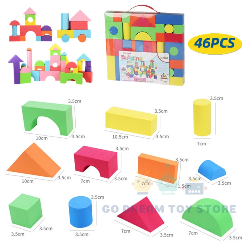 Bloques de construcción de EVA suave para niños, juguetes educativos de gran tamaño, tallo apilable colorido, juguete preescolar, regalos para niños y niñas, 46 piezas