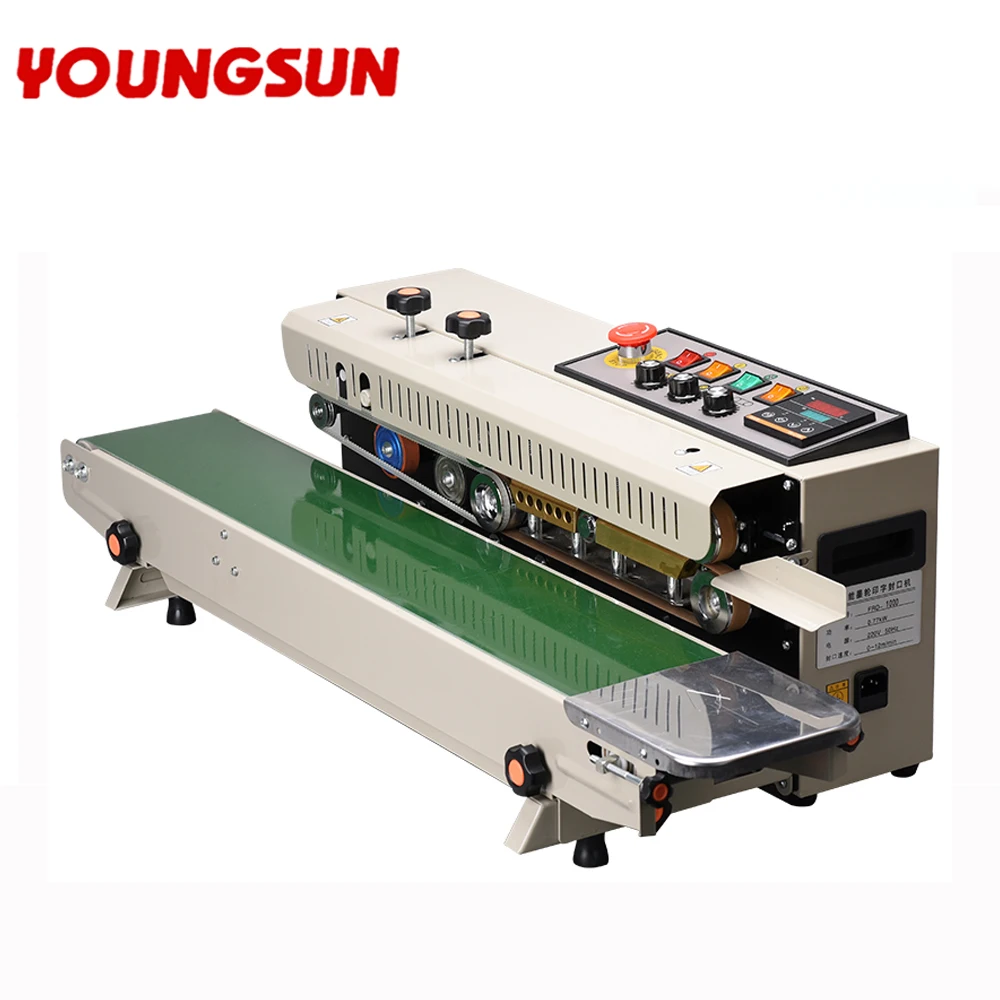 YOUNG SUN Pouch Aluminum Foil Heat Packing Sealing Machine Solid Ink Printing Continuous Plastic Bags Band Sealer