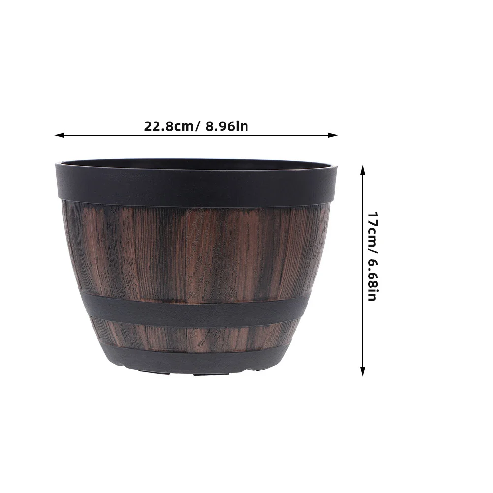 Flowerpot Decorative Plastic Planter Plants Pots Indoor Wooden Imitation Planting Barrel Storage Bucket Perlite for