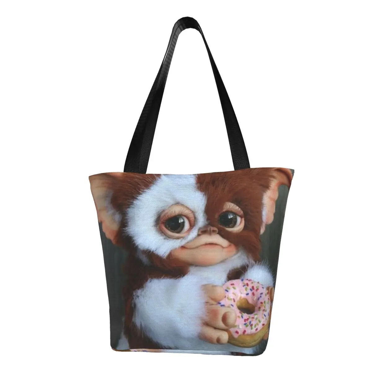 

Custom Gremlins Gizmo Mogwai Canvas Shopping Bag Women Washable Grocery Monster Sci Fi Movie Tote Shopper Bags