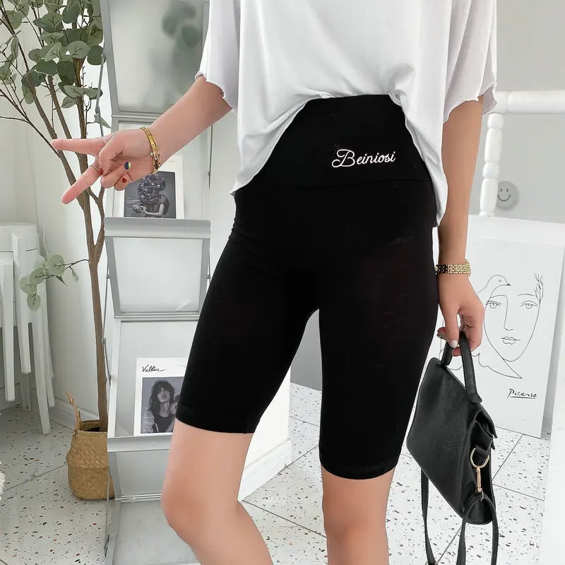 Lightweight Modal Shaping Mid Thigh Shorts   High Stretch High Waist Comfortable Midi Shorts   For Sports Running Yoga Fitness