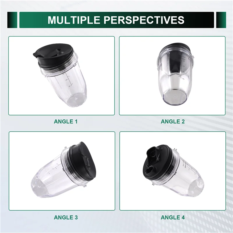 ABKR-For Nutri Ninja 18 Oz Cup With 2 Sealing Caps, Suitable For 900W/1000W NINJA Juicer Series Blender (2 Pack)