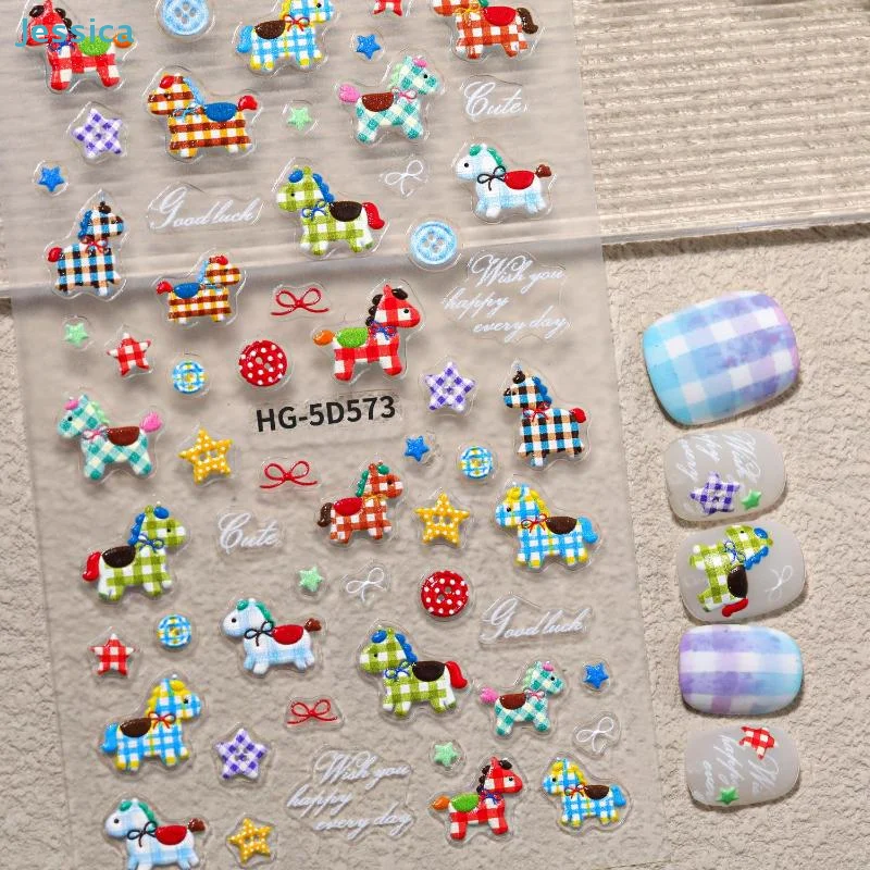 

〔Jessica〕Colorful Stylish Horse Nail Art Sticker Self Adhesive Manicure Decal Nail Sticker Manicure Decoration For Girls