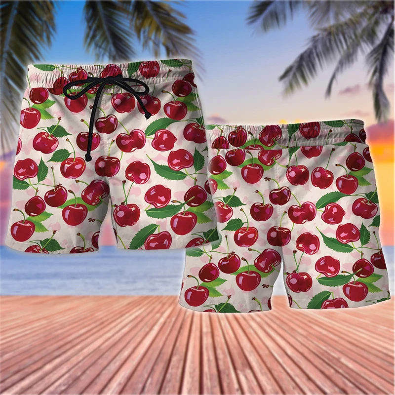 신선한 과일 3D 인쇄 해변 반바지 여름 캐주얼 휴가 휴가 남성 여성 짧은 바지 느슨한 통기성 빠른 건조 수영 트렁크
