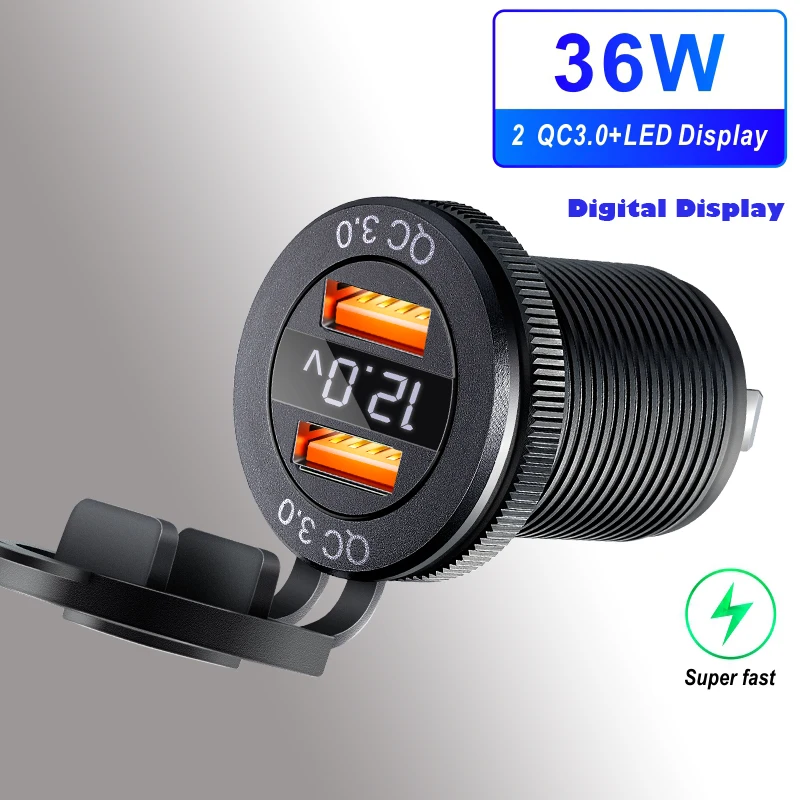 

12/24V usb car charger socket voltage USB Charger Outlet Waterproof Charger Socket QC3.0 USB Port USB Socket for Car