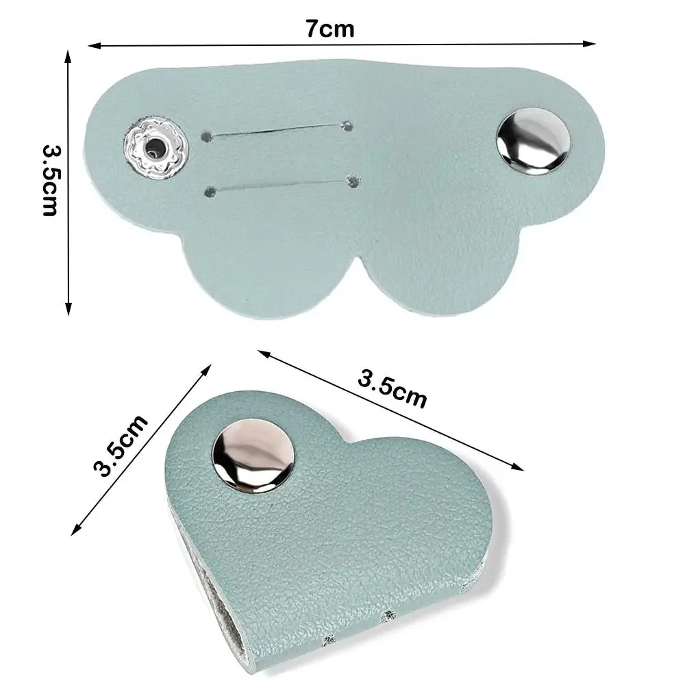 10Pcs Heart Shaped PU Leather Cable Organizer Straps, Multi Color Wire Fix Clips Cord Management Set