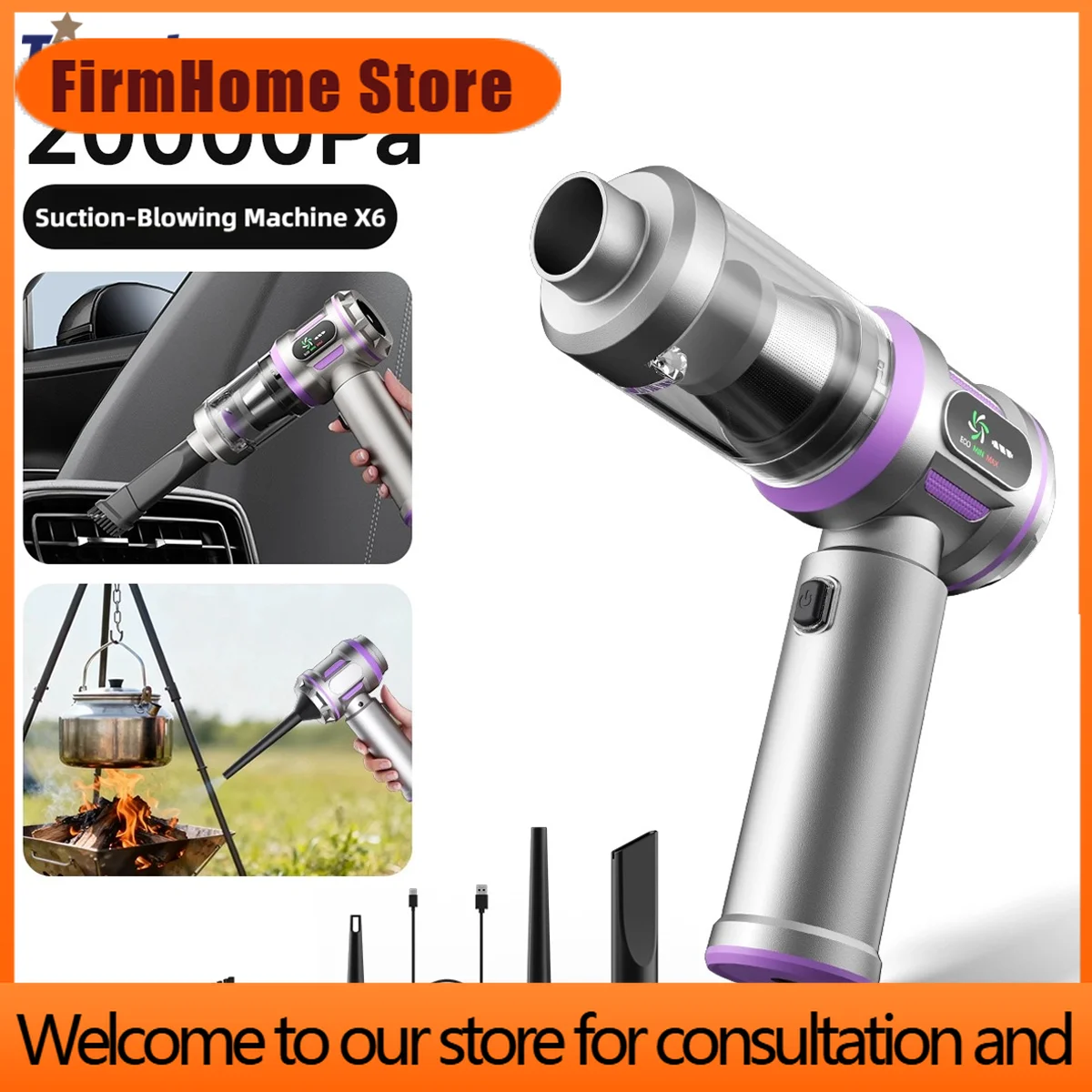 FirmHome StoreTINSOL 20000Pa Car Vacuum Cleaner High-Power Portable Handheld Cordless Brushless Motor Cleaner Powerful Air Blowe