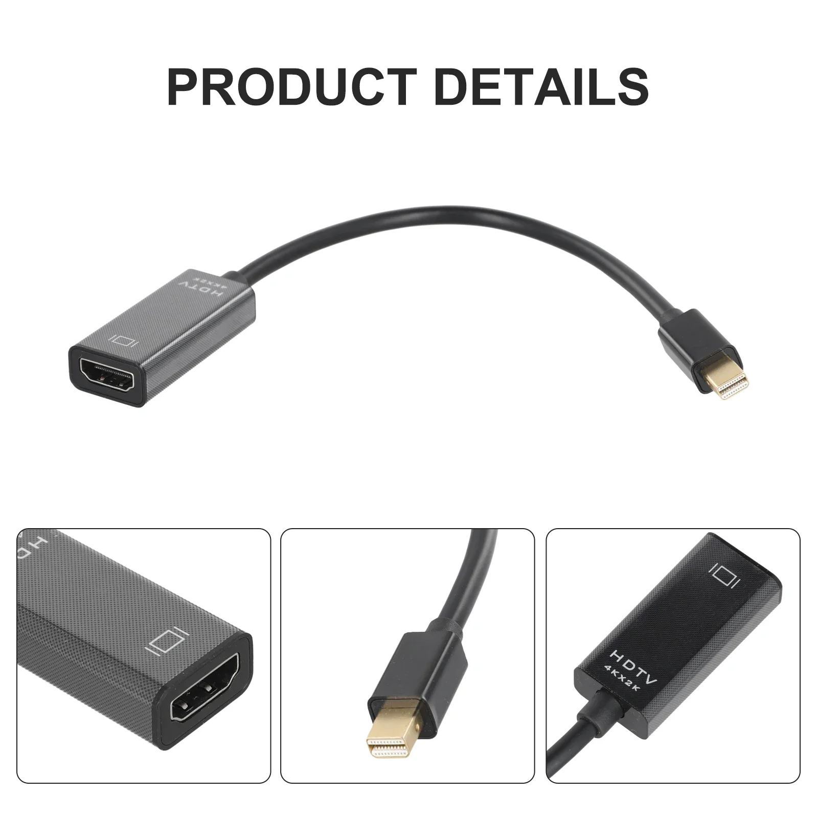 4K 60Hz Transmission Transmission Cable For Presentations 60Hz Transmission For Laptops Black Cable Audio Adapter Cable