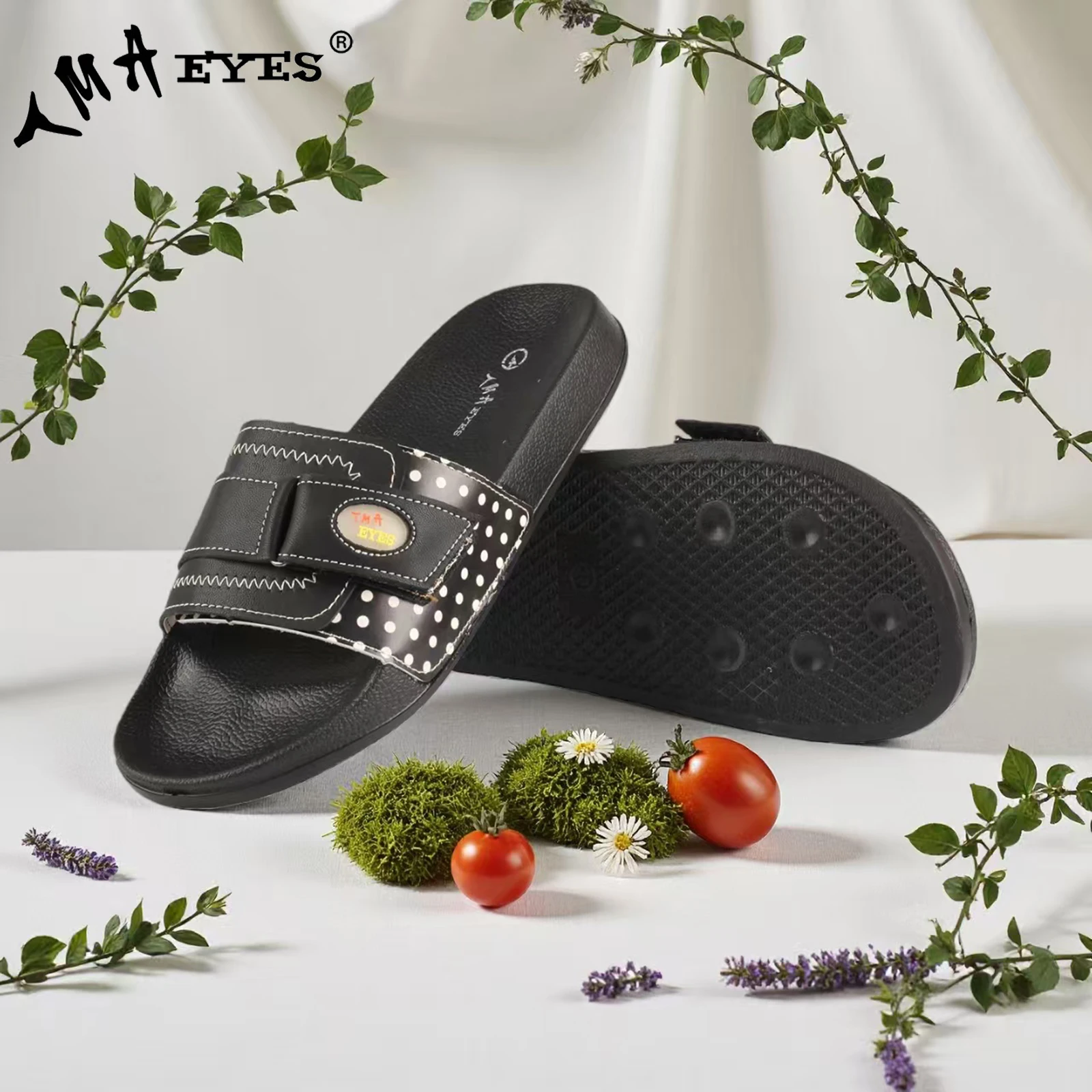 

TMA EYES Summer Fashion Polka Dot Decoration Breathable Simple Small niche Women's Slippers