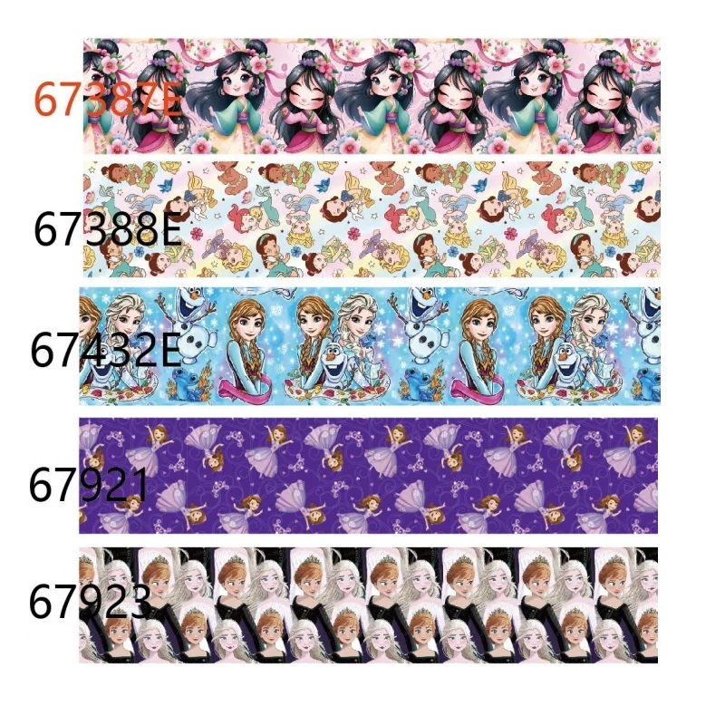 5Yards Frozen Mulan Sofia Disney Princess Grosgrain Ribbon Printed for Sewing Accessories Bows DIY Handmade Craft Materials