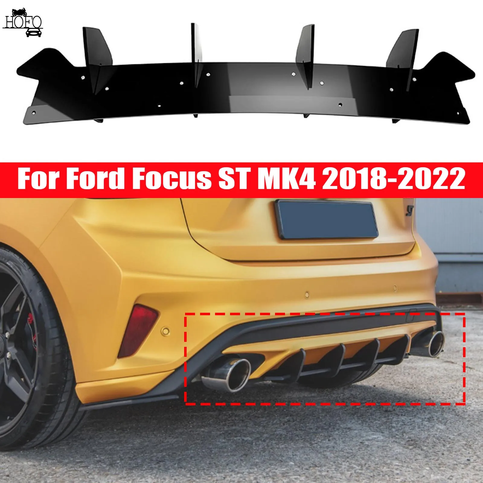 

ar Rear Bumper Lip Diffuser Spoiler Splitter Protection Body Kits Accessories Tuning For Ford Focus ST MK4 2018-2022