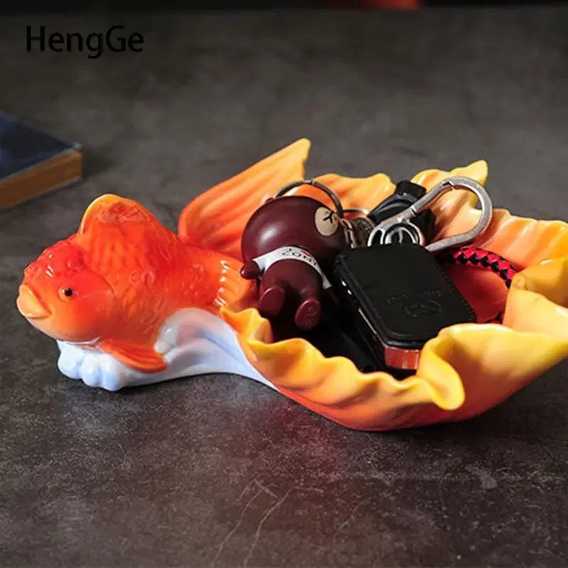 Chinese Style Goldfish Shaped Ceramic Fruit Plate Creative Home Decoration Trinket Dish Snack Plates Storage Service Tray