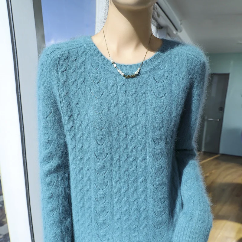 

100% кашемировый свитер с круглым вырезом и цветочным принтом, осенне-зимний пуловер, женский трикотаж с длинными рукавами, базовая одежда, топы