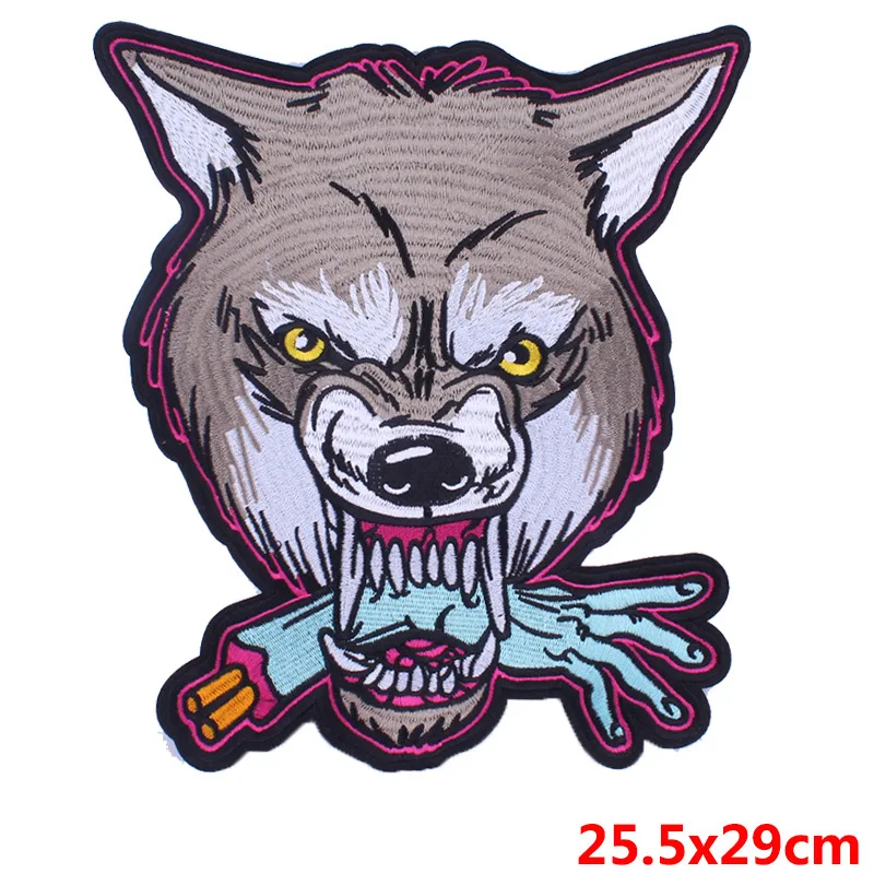 Large Huge Embroidery Patches Badge Skull For Jacket Back Motorcycle Biker Punk Style Big Size 12 inches Needwork Accesories