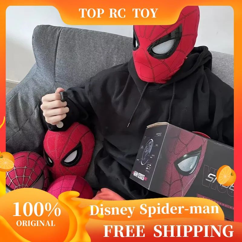 Heiße Marvel Spider Man Kopfbedeckung Cosplay Moving Eyes Maske Spiderman 1:1 Fernbedienung Elastische Maske Spielzeug Kinder Geburtstag Geschenk