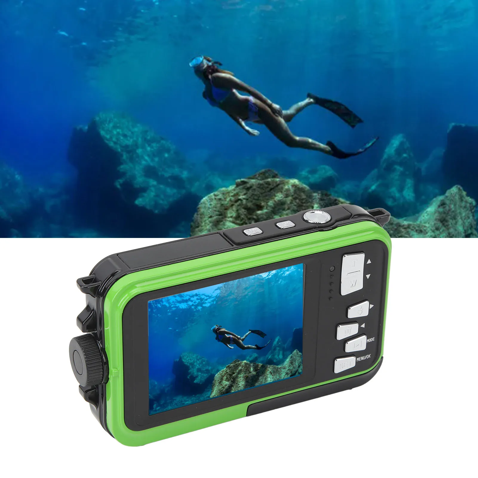 Compact Digital Camera 48MP 10FT  Submersion Waterproof Digital Camera 16X Digital Zoom with Built in Fill Light for Travel