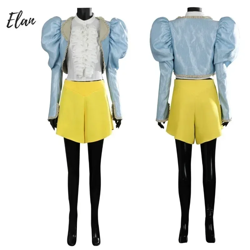 qq 123Disguise Poor Girl Bella Baxter Cosplay Costume Blue Coat Shirt Skirt Things Outfit Full Set and Individual Items Are