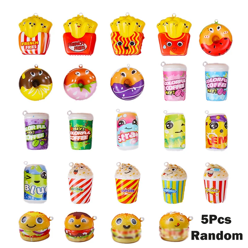5 Teile/beutel Cartoon Nette Langsam Rebound Snack Trinken Spielzeug Anhänger Simulation Lebensmittel Spielen Weiche Prise Stress Relief Spielzeug Kinder Spaß Geschenk