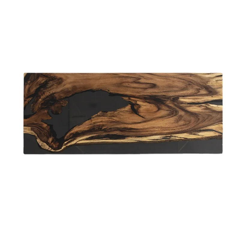 

Walnut Simple Wind Gray Transparent Desk Epoxy Resin Solid Wood Large Board Tea Table Creative Log Living Room Ice Crystal Table