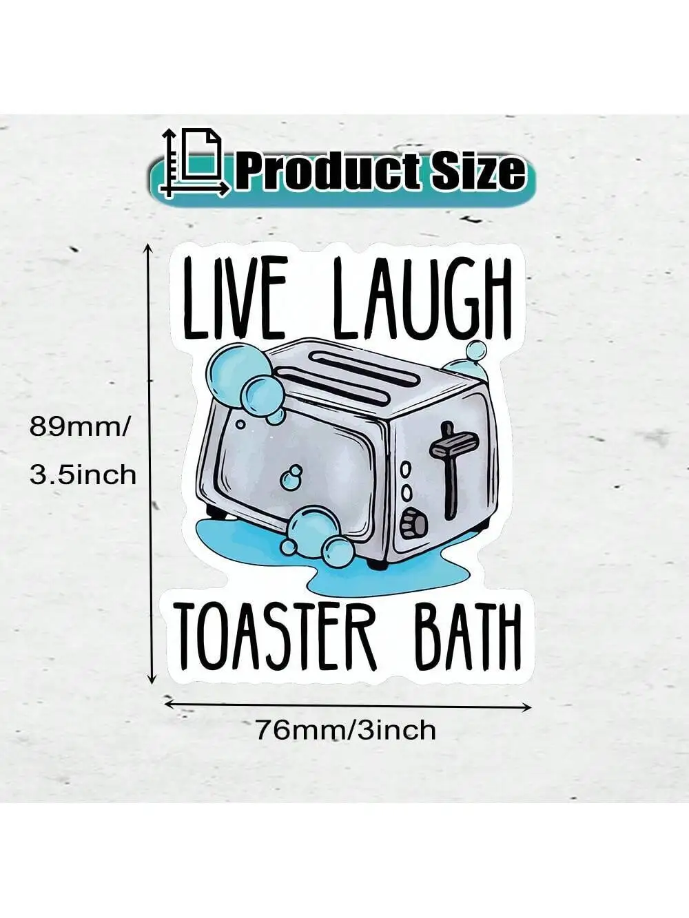 3pcs 3inch LIVE LAUGH TOASTER BATH Funny  Decal,Cute Fun Sticker For Cars Laptop, Bottle, Toolbox, Hard Hat  Vinyl Sticker, Viny