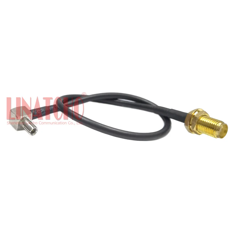 

20CM SMA Female to Right Angle TS9 Male Black 50OHM RG174 Connecting Coax. Cable