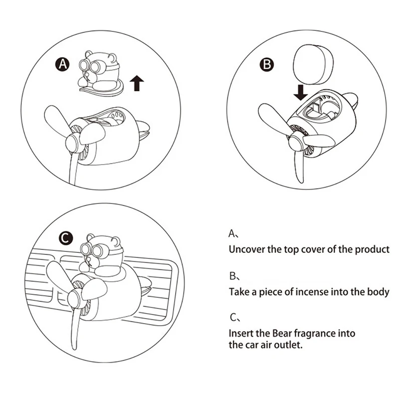 Odświeżacz powietrza do samochodu aromaterapeutyczne śmigło obrotowe wylot powietrza zapachowy niedźwiedź akcesoria samochodowe