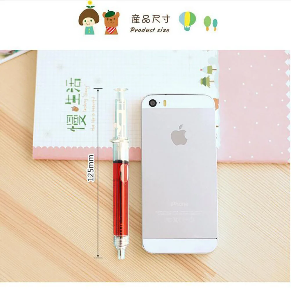 4PCS/lot Liquid Novelty Syringe Ballpoint Pen Syringe Ballpoint Pen Child Gift