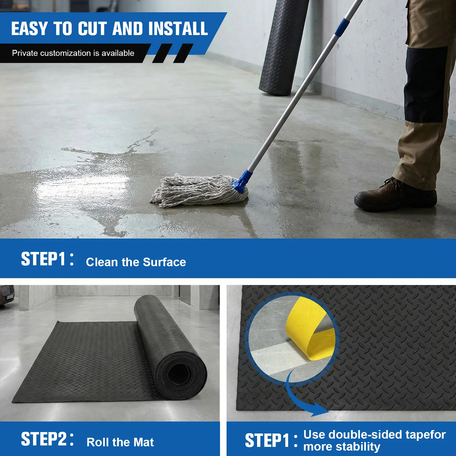 

7.9x21/32.8 FT Floor Protector 2.5mm Golf Cart Parking Mat Diamond Plate PVC for Truck Trailer SUVs Van Golf Cart Motorcycle