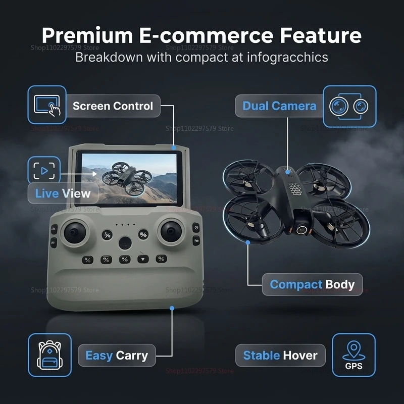 2026 New M5 Mini Drone 2.4inch Control Dual 8K Camera | Optical Flow Positioning Telescopic screen control For Beginner  gifts view 4
