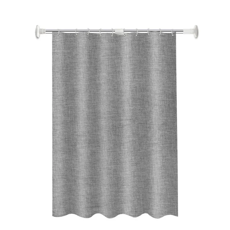 Waterproof Linen Cotton Shower Curtain Gray Bathroom Curtains Solid Color Bathtub Large Wide Bathing Cover with Hooks 6 Colors