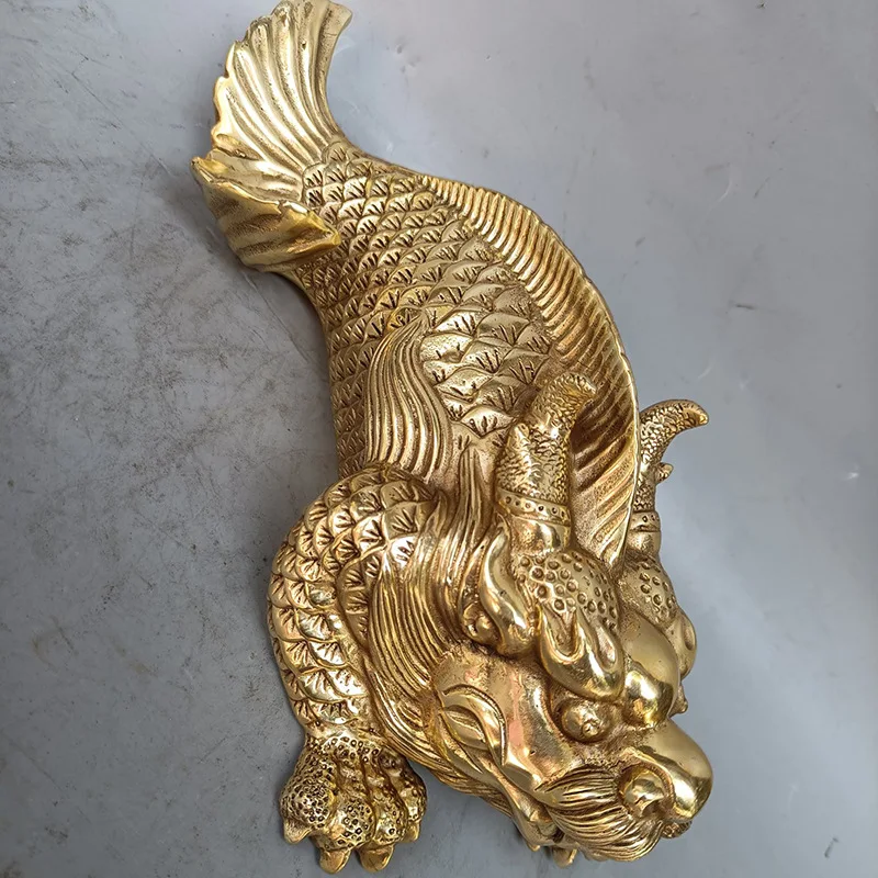 Brass Dragon Figurine with Fish Body, Zodiac Dragon Ornament, Bronze Dragon Fish Leaping over the Dragon Gate, Home and Office D