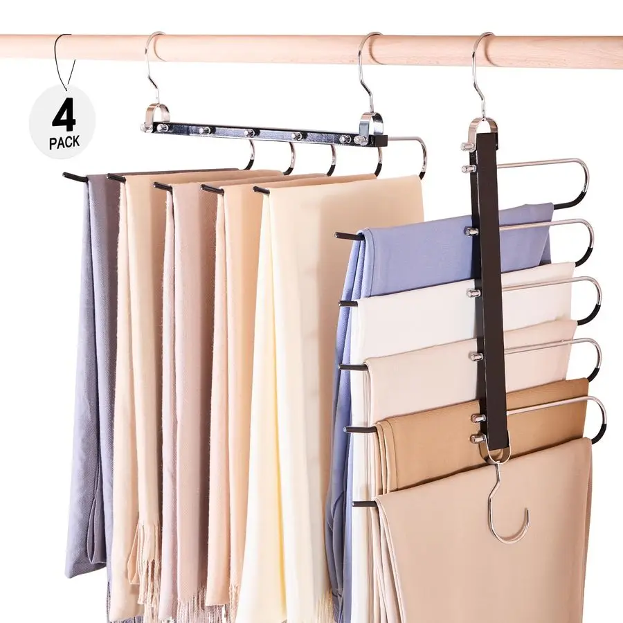 

Вешалки для брюк, экономящие место, деревянные вешалки для джинсов в шкаф, нескользящие многофункциональные вешалки-стойки для брюк, универсальный органайзер для брюк