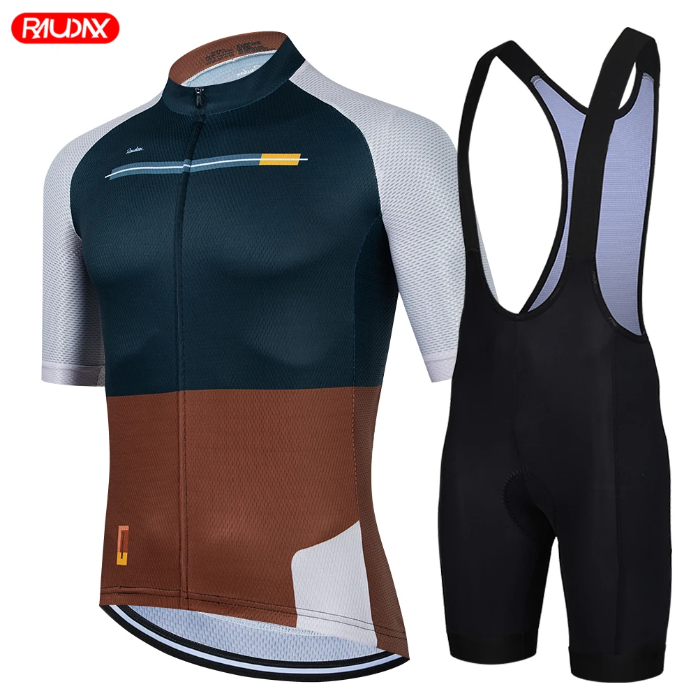 Raudax Road Bike Jersey Set Men Cycling Clothing Summer MTB Team Clothes Short Sleeve Uniform Triathlon Skinsuit Ropa De Hombre