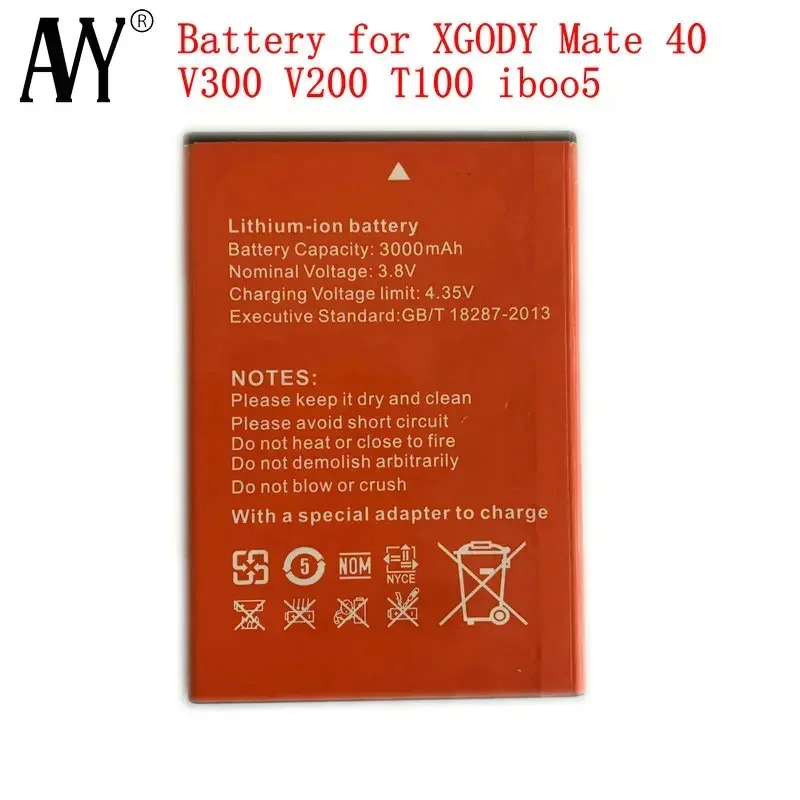 Iboo5 Battery for XGODY Mate 40 Battery V300 V200 T100 Batterie Mobile Phone Accessories