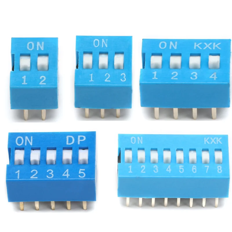 10PCS  2 3 4 5 6 8 PIN Quick Switch Blue Toggle Switch DIP Direct Dial The Code Switch