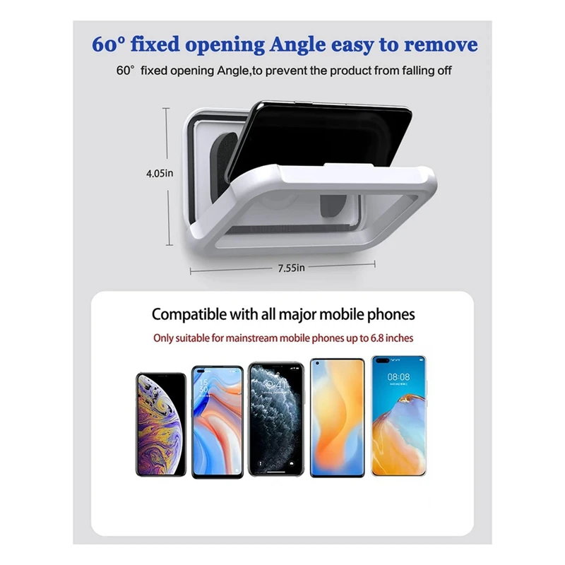 2PCS Waterproof Shower Phone Holder Case With 360° Rotation, Angle Adjustable, Wall Mounted Phone Holder For Bathroom