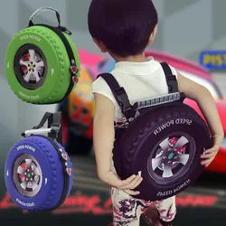 Colorful Tyre Shaped Children's Schoolbag Large Capacity 3D Cartoon Backpack Lightweight Adjustable Kindergarten Shoulder Bag