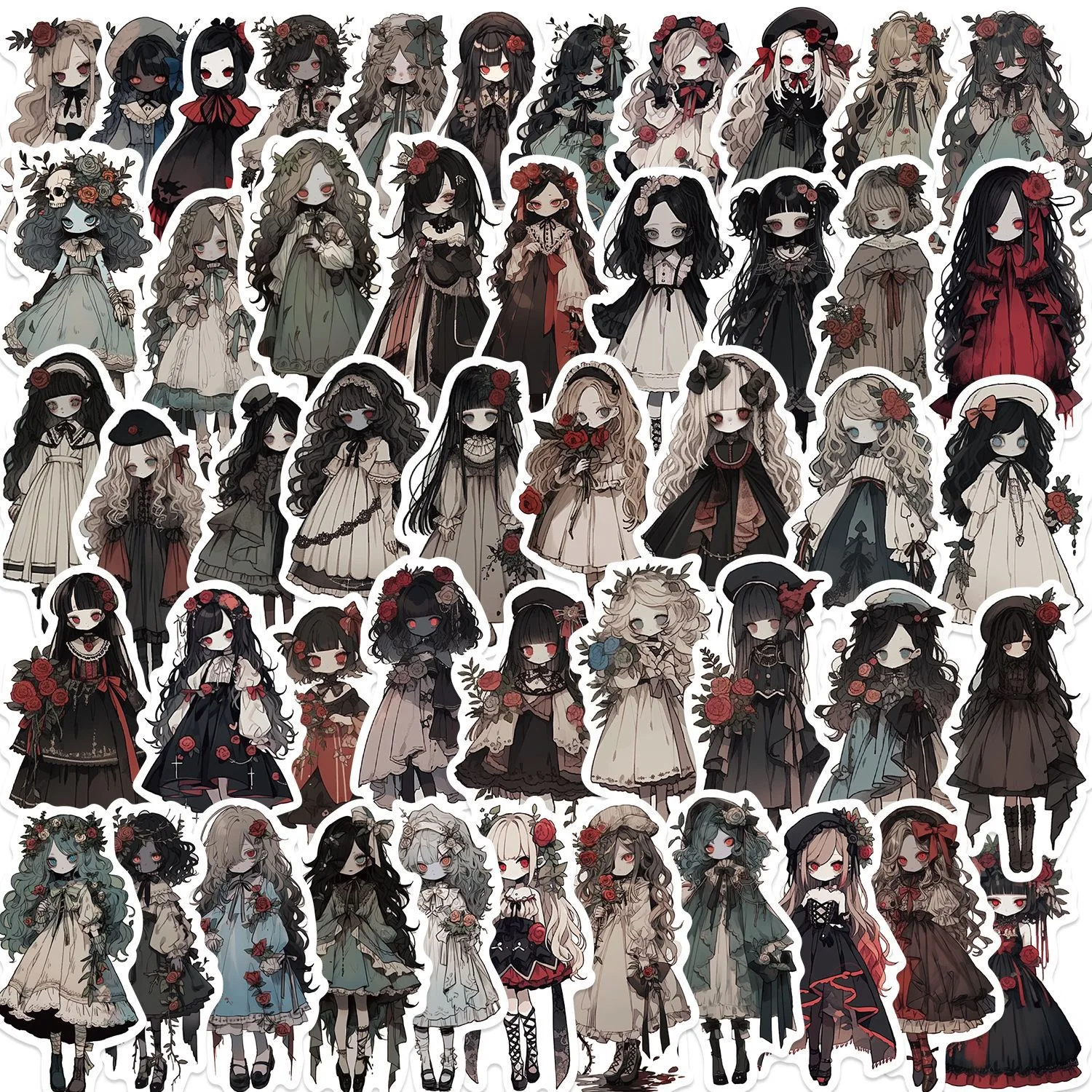 10/50PCS Anime Dark Goth Vampire Girls Stickers Graffiti Decals For Scrapbooking Laptop Phone Luggage Skateboard Fridge Sticker