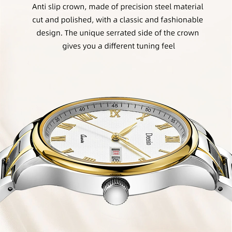 Deesio Luxury Business Couple Watches Quartz Movement Waterproof Complete Calendar Wristwatch watches for women