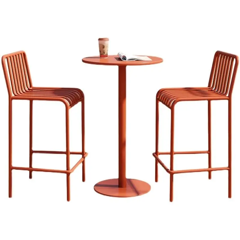 

Modern outdoor creative high bar table and chair wrought iron courtyard cafe milk tea shop balcony table and chair combination
