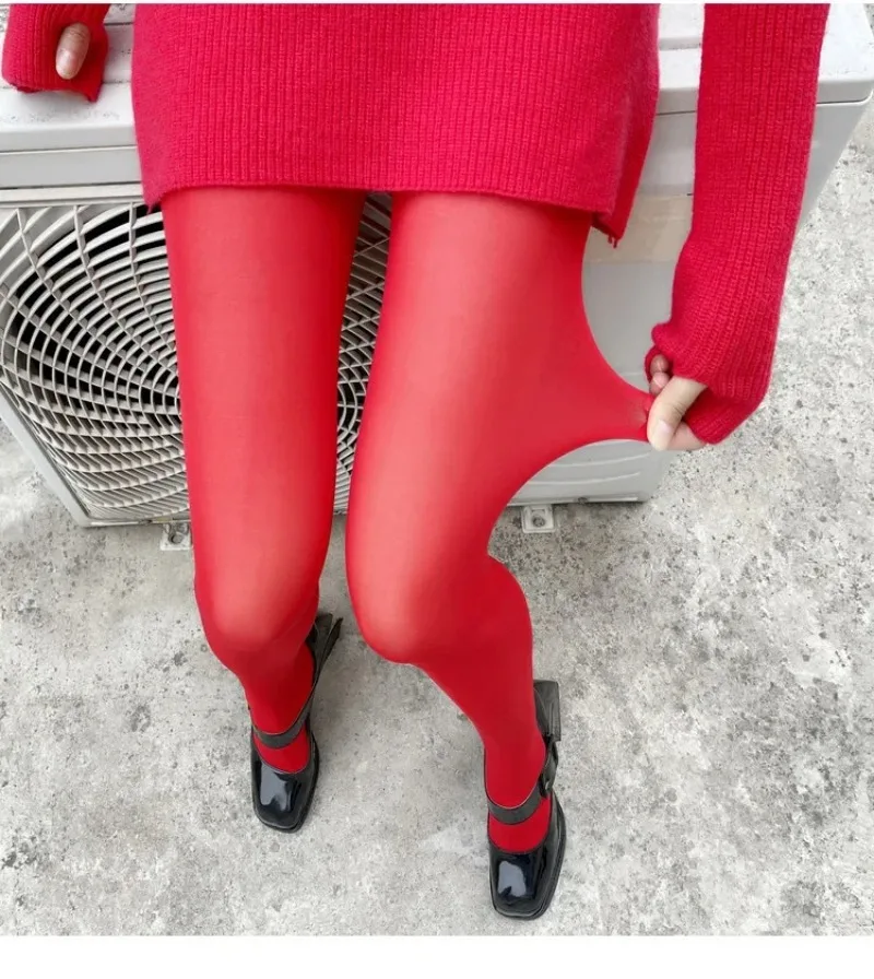 Trendix Neue Rote Strümpfe Frauen Bodycon Super Elastische Durchsichtige Spitze Strumpfhosen Herbst Sexy Schlanke Elegante Burgunder Strumpfhosen Winter – Detail 36