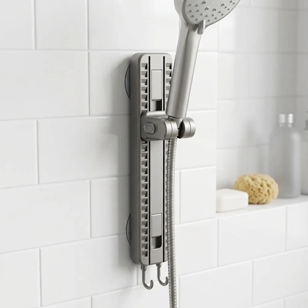 Suction Cup Based Shower Mount with Vertical Adjustment Range and Rotational for Individualized Shower Positioning