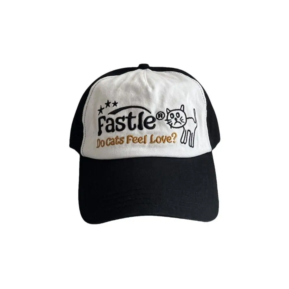 

Street Wear American Retro Color Contrast Baseball Cap Wide Brim Hip Hop Cartoon Peaked Cap Soft Casual Curved Brim Hat Daily