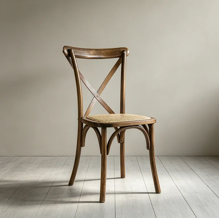 European Wedding Furniture Romantic Custom Wood Color Cross Back Stackable Banquet Wedding Chairs for Wedding Reception Venue